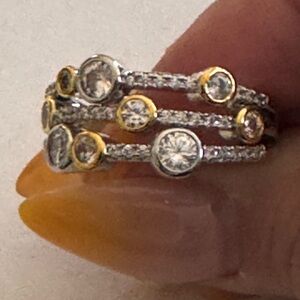 Elegant Gold and Silver Multi-Band Ring size 9 S925